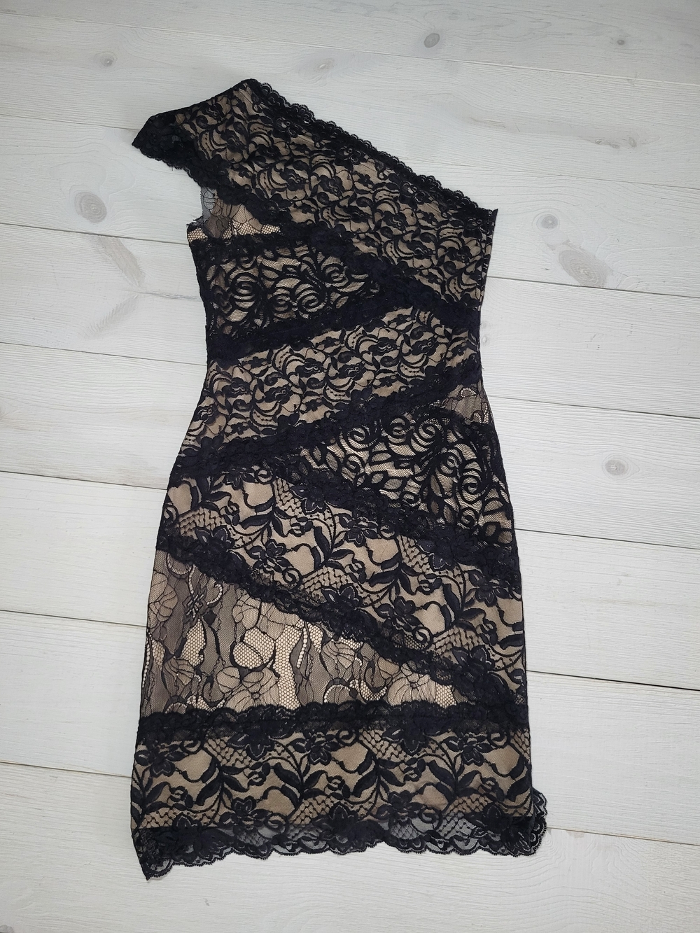 bebe Dress Black Lace Bandage Style One Shoulder Party Whimsigoth Evening.